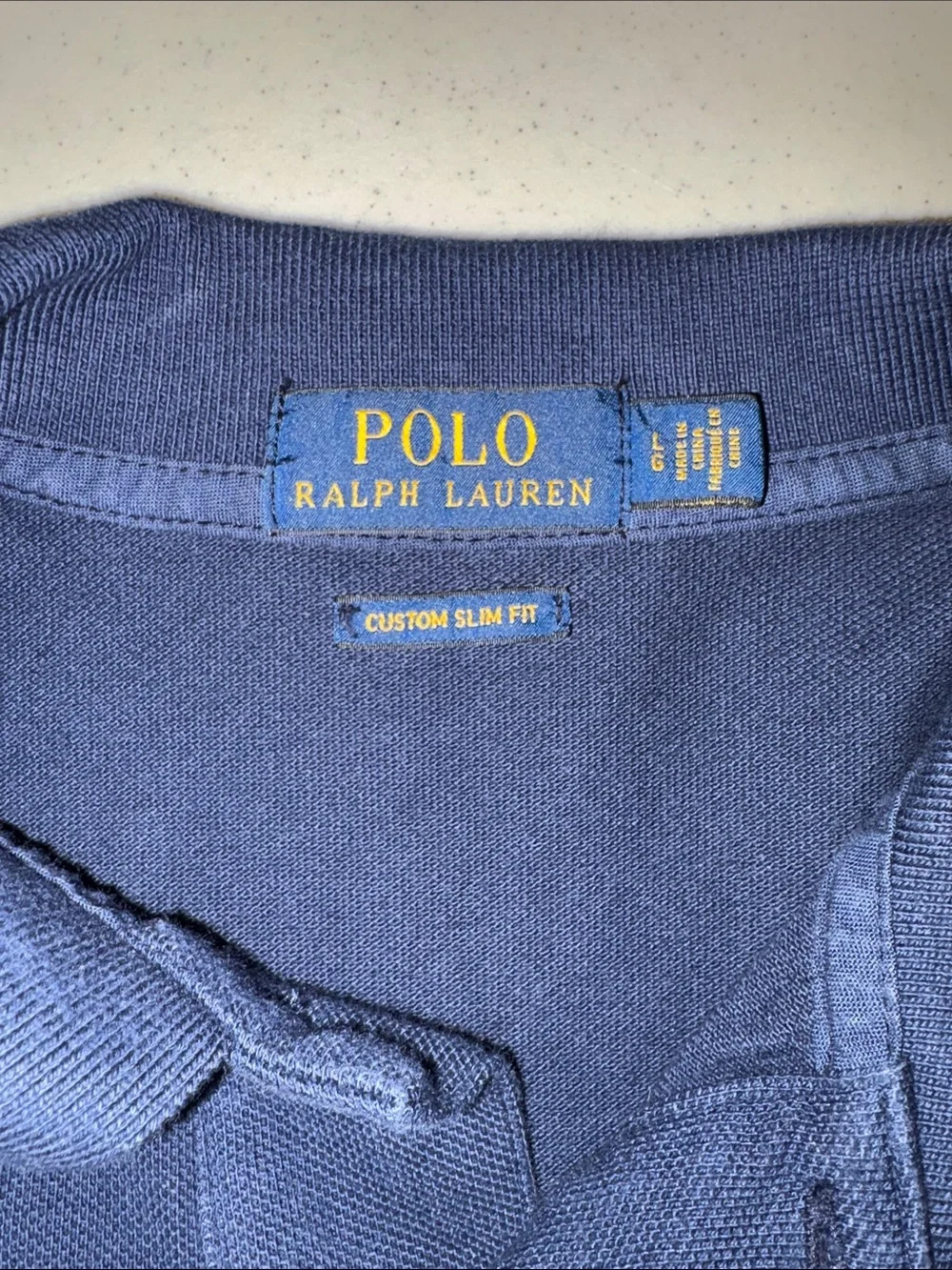 Polo Ralph Lauren Custom Slim Fit Ombre Mesh Polo Shirt Navy White Red Large